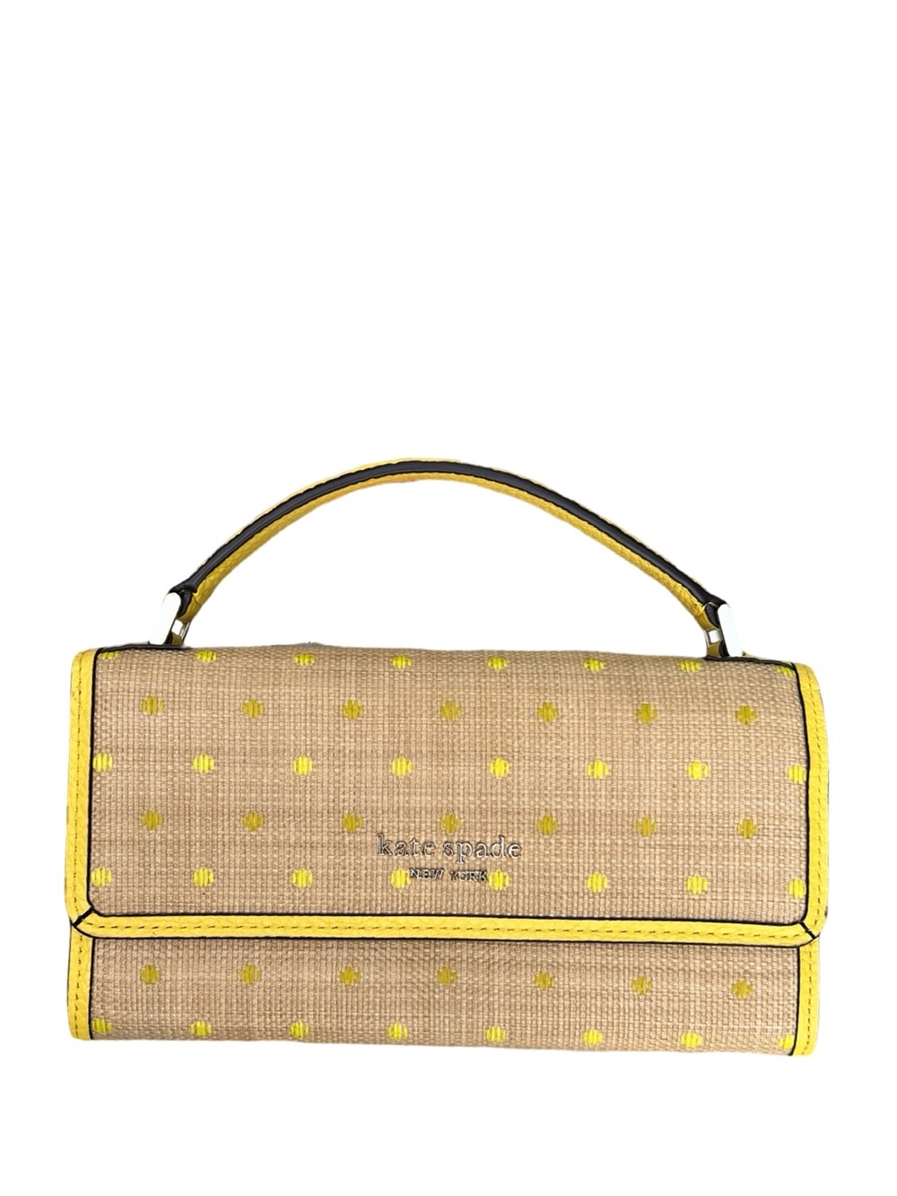 Kate Spade Raffia Roulette Top-Handle Wallet Clutch
